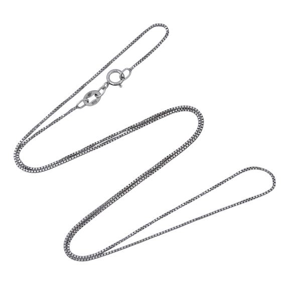 Box Link Chain Necklace | Vintage Sterling Silver 925 | 18" - Picture 1 of 4